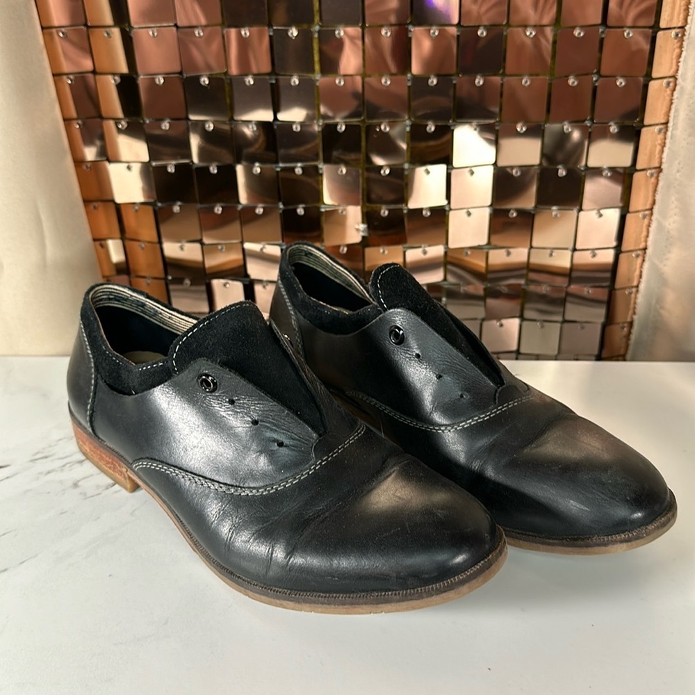 Hush Puppies Black Leather & Suede Dress Shoes Size 9M